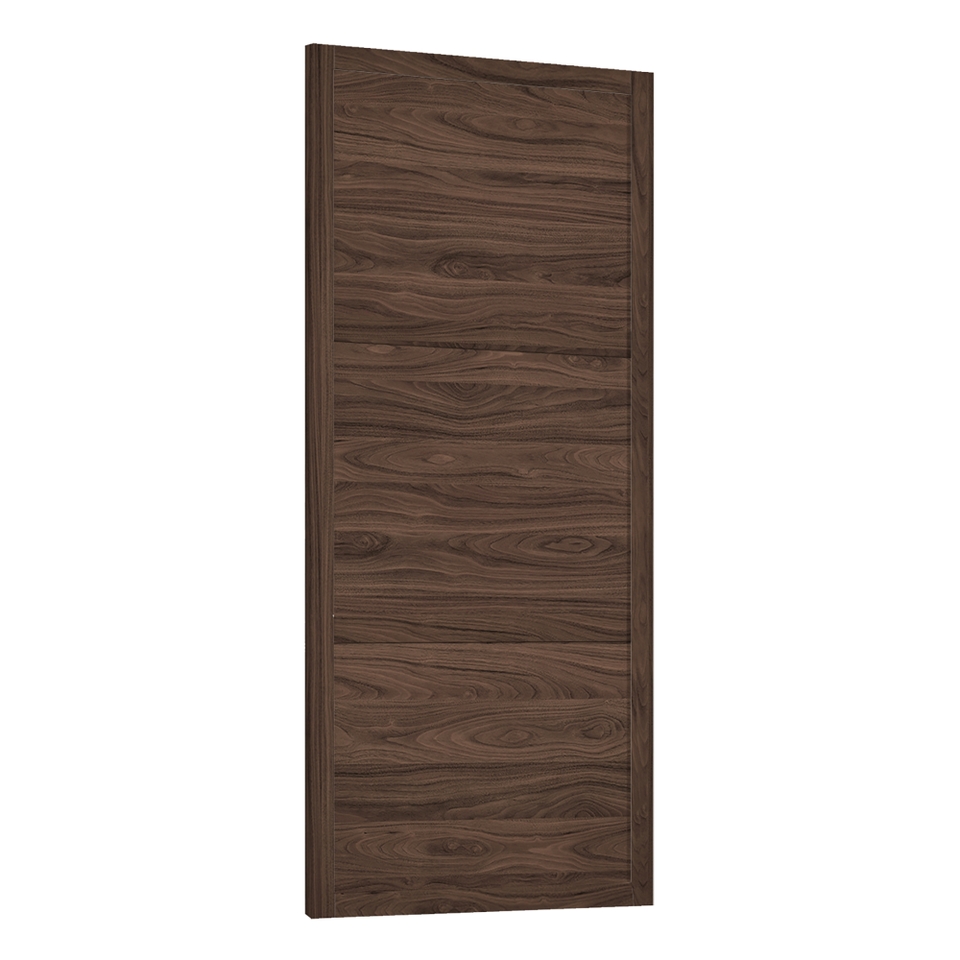 Shaker Sliding Wardrobe Door 3 Panel Walnut W 610mm Homebase