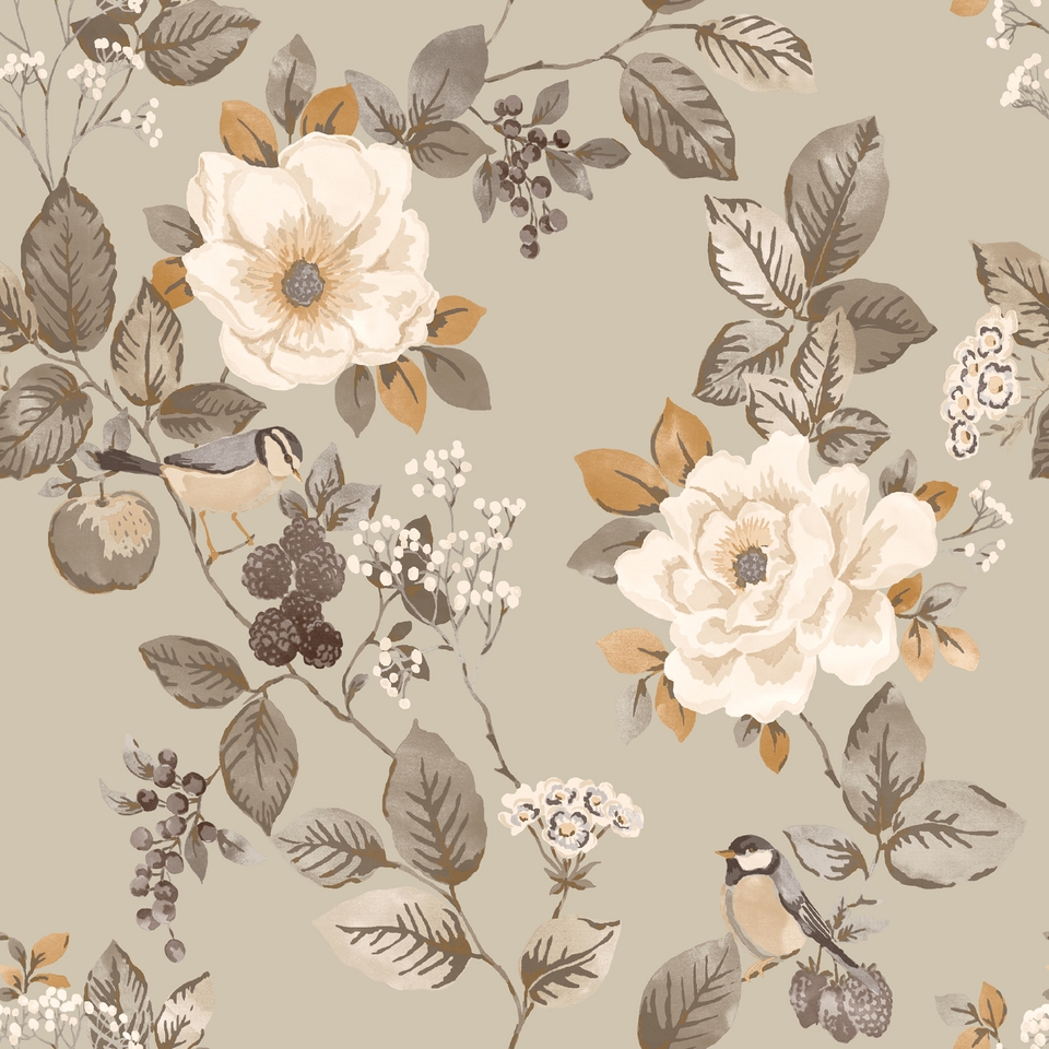 Belgravia Décor Bramble Beige Floral Wallpaper | Homebase