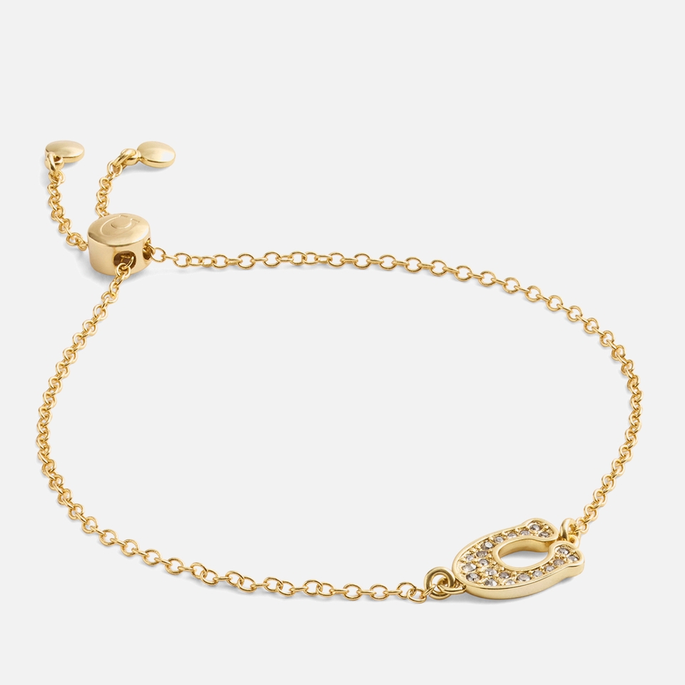 Coach Signature Pavé C Gold-Plated Brass Slider Bracelet