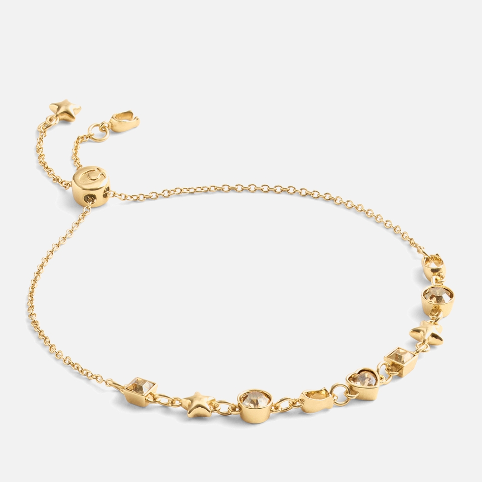 Coach Signature Star & Heart Gold-Toned Slider Bracelet