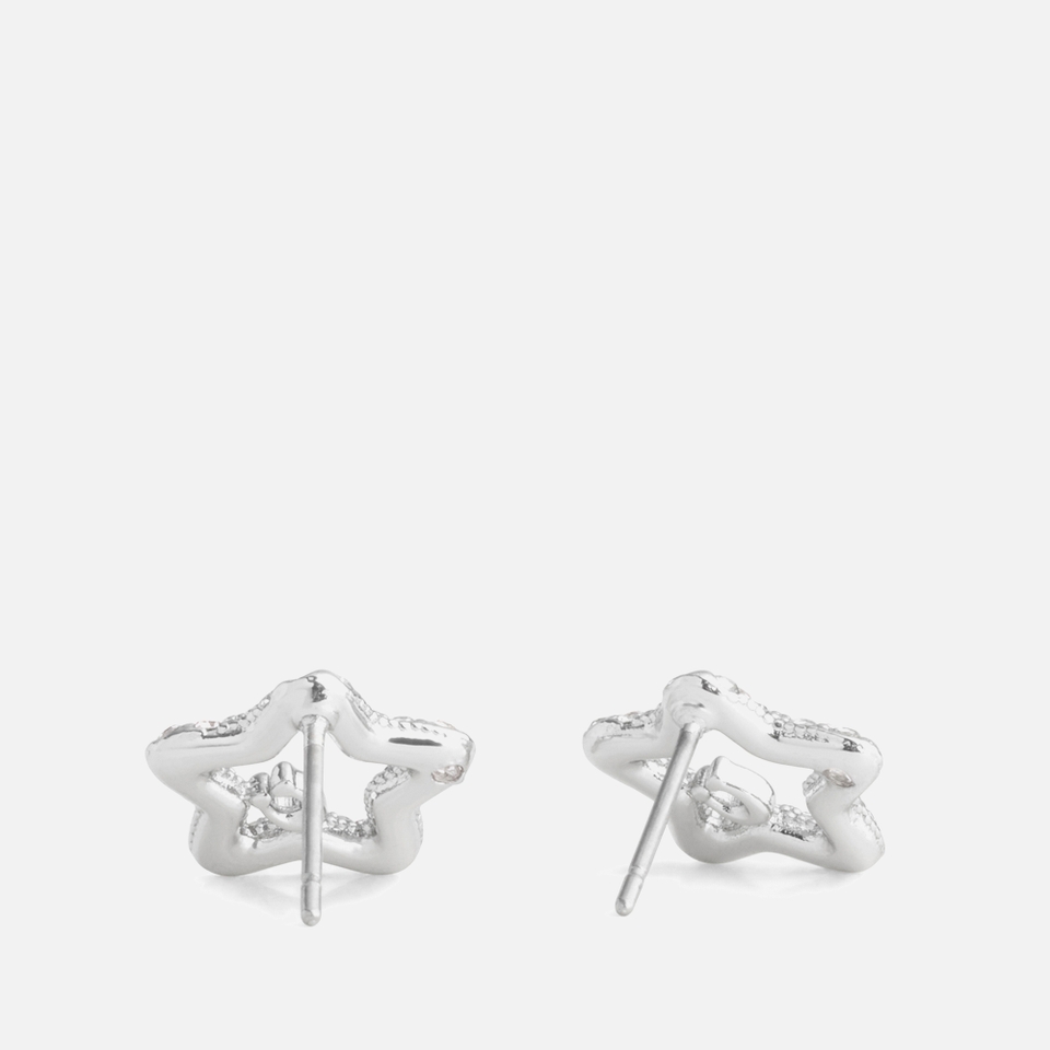 Coach Signature Silver-Tone Pavé Star Stud Earrings