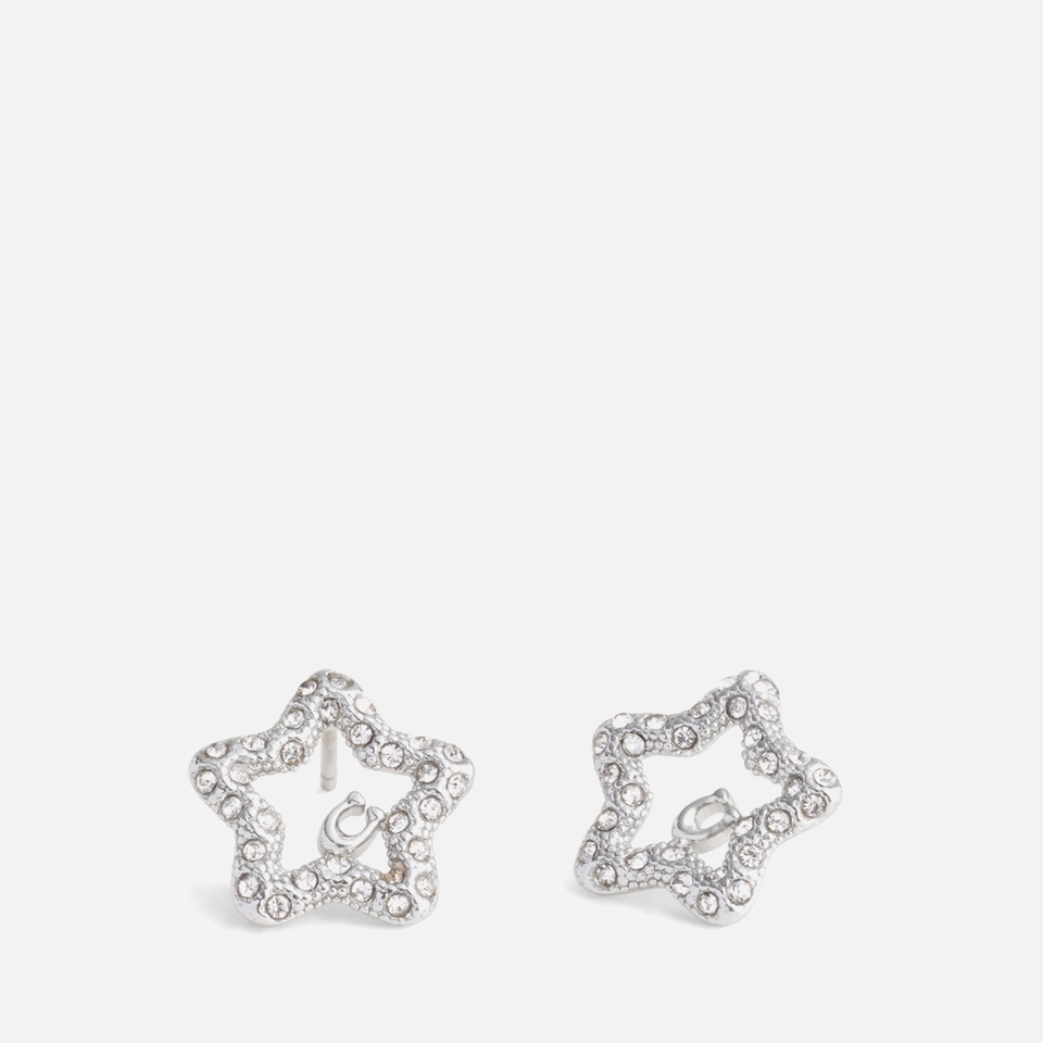 Coach Signature Silver-Tone Pavé Star Stud Earrings