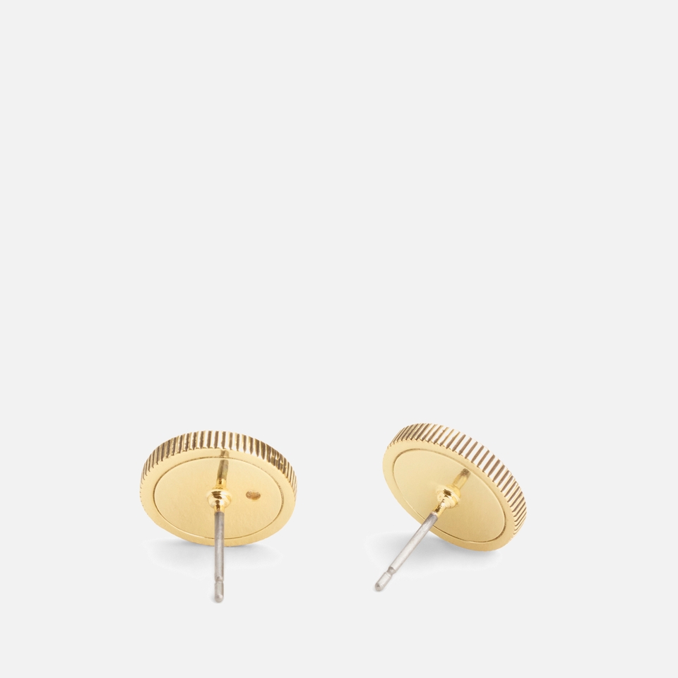 Coach Signature Quilted Coin Stud Earrings