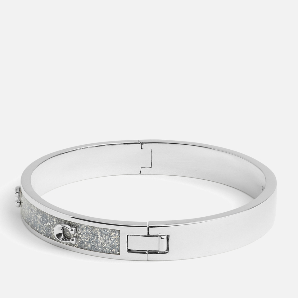 Coach Signature C Glitter Silver-Tone Bangle Bracelet