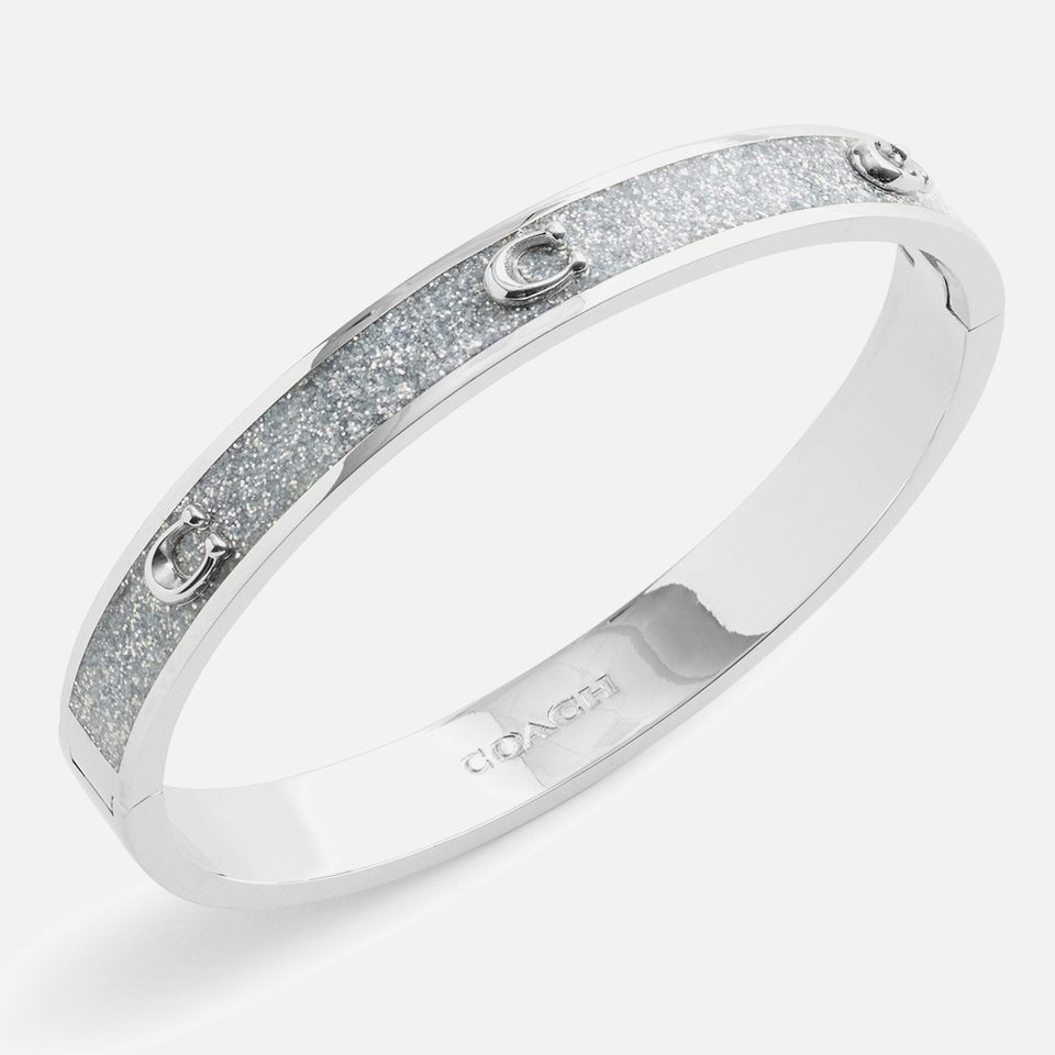 Coach Signature C Glitter Silver-Tone Bangle Bracelet