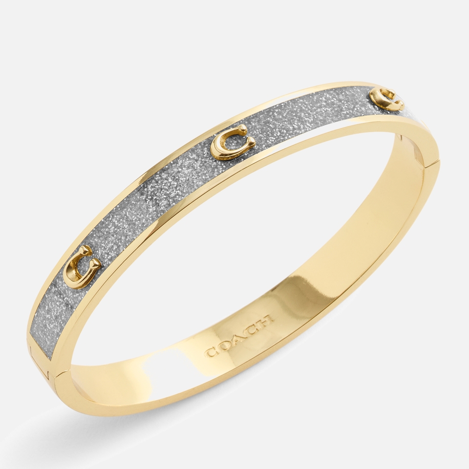 Coach Signature C Glitter Silver-Tone Bangle Bracelet