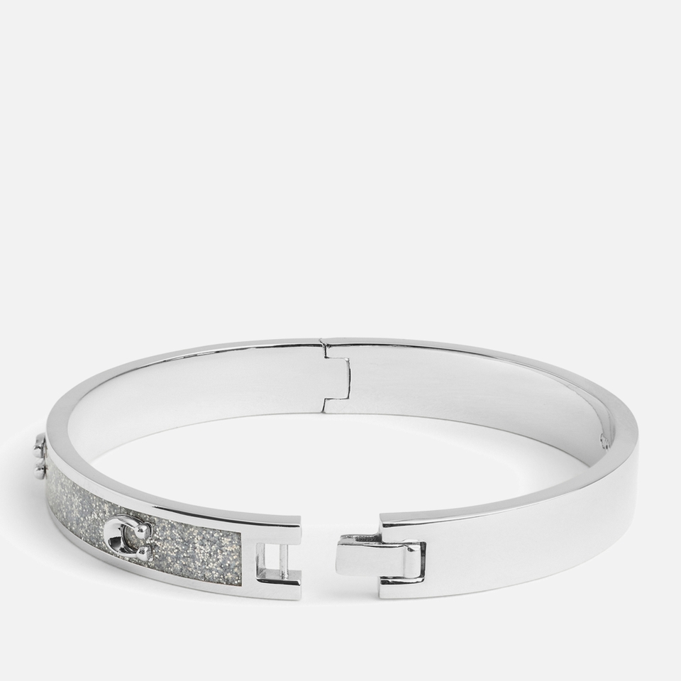 Coach Signature C Glitter Silver-Tone Bangle Bracelet