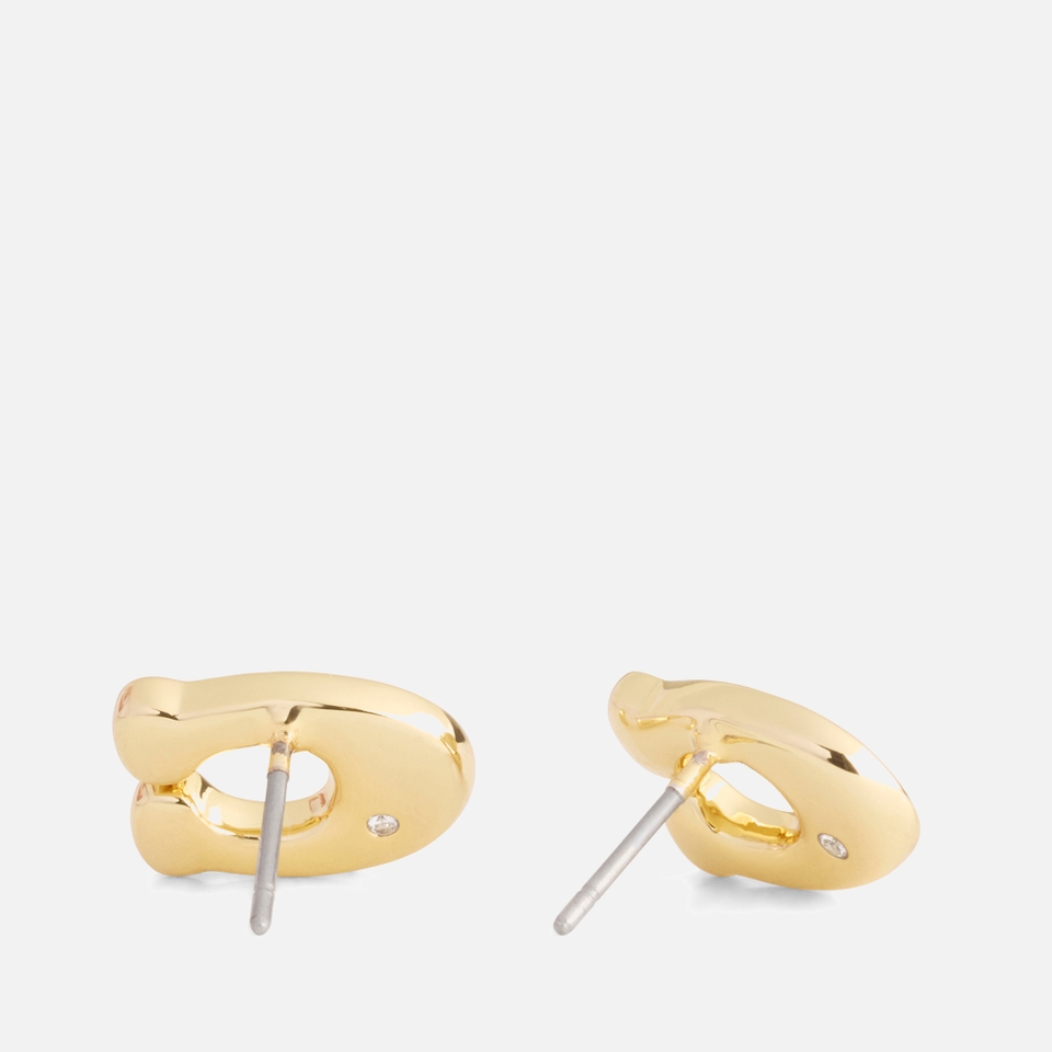 Coach Signature Pavé C Gold-Tone Stud Earrings