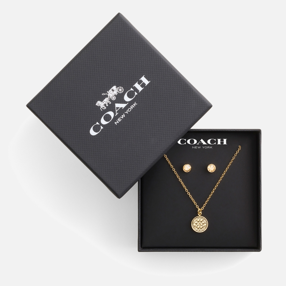 Coach Signature Quilted Coin Gold-Tone Jewellery Set
