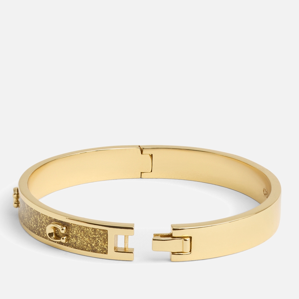 Coach Signature C Glitter Gold-Toned Bangle Bracelet