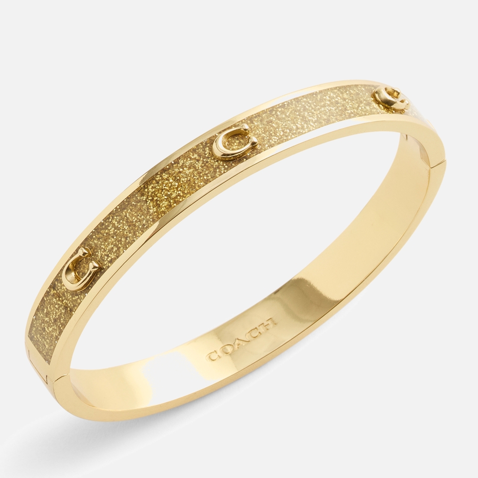 Coach Signature C Glitter Gold-Toned Bangle Bracelet