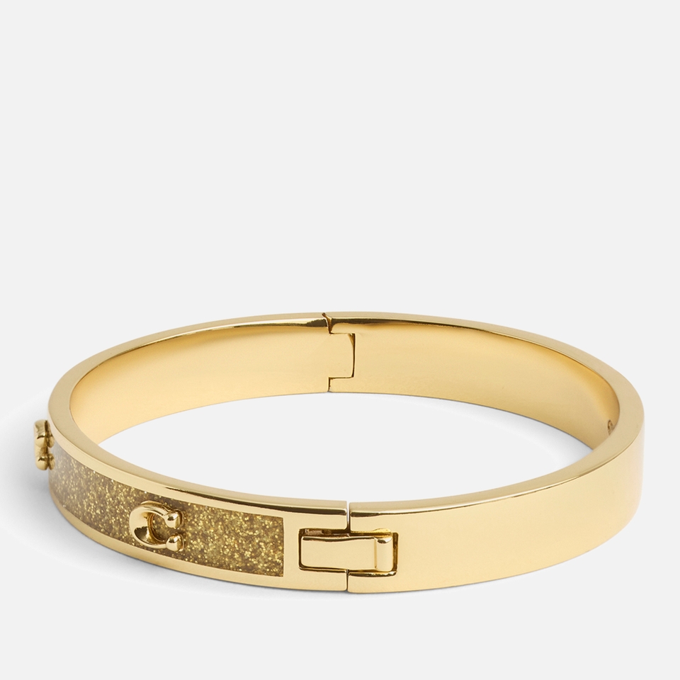 Coach Signature C Glitter Gold-Toned Bangle Bracelet