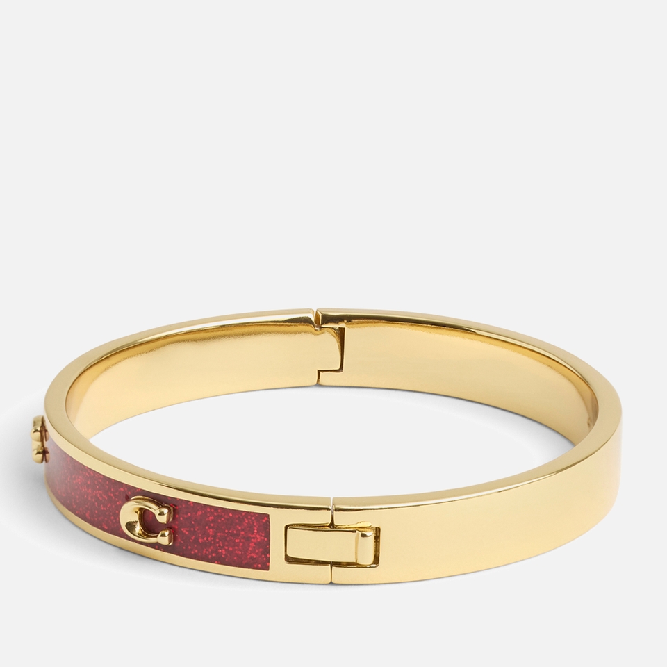 Coach Signature C Glitter Gold-Toned Bangle Bracelet