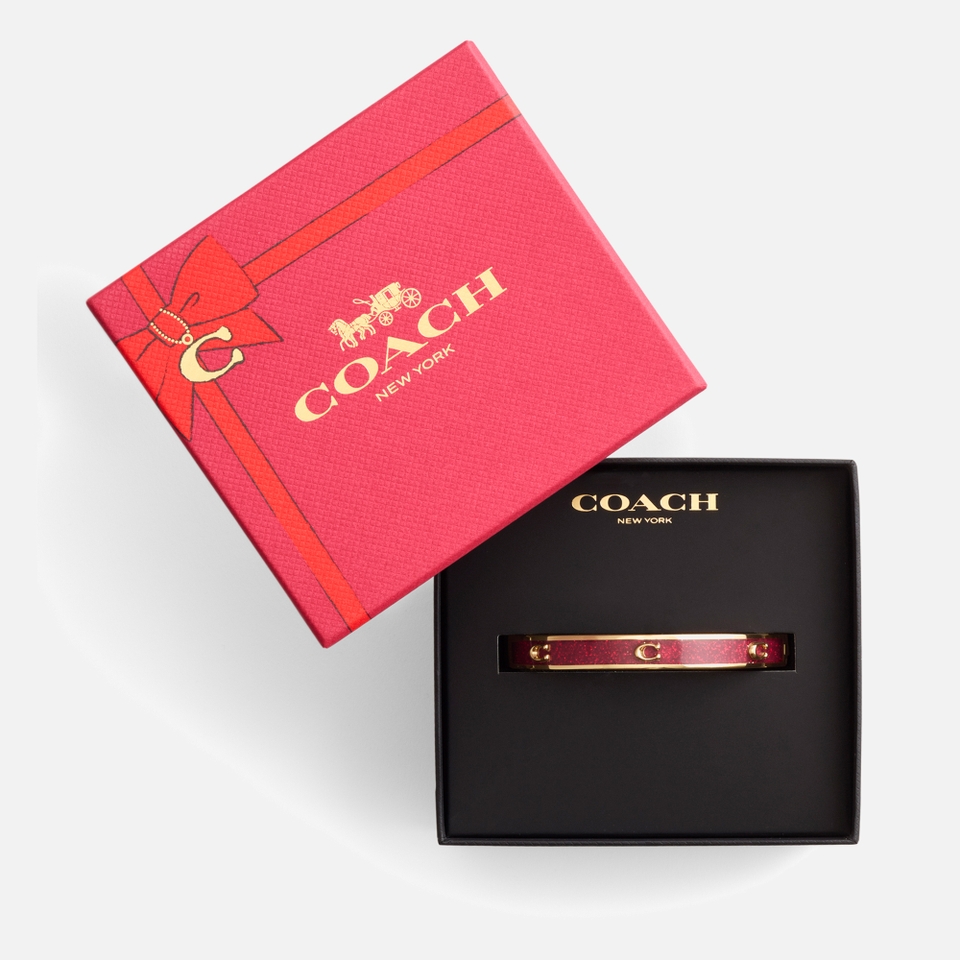Coach Signature C Glitter Gold-Toned Bangle Bracelet