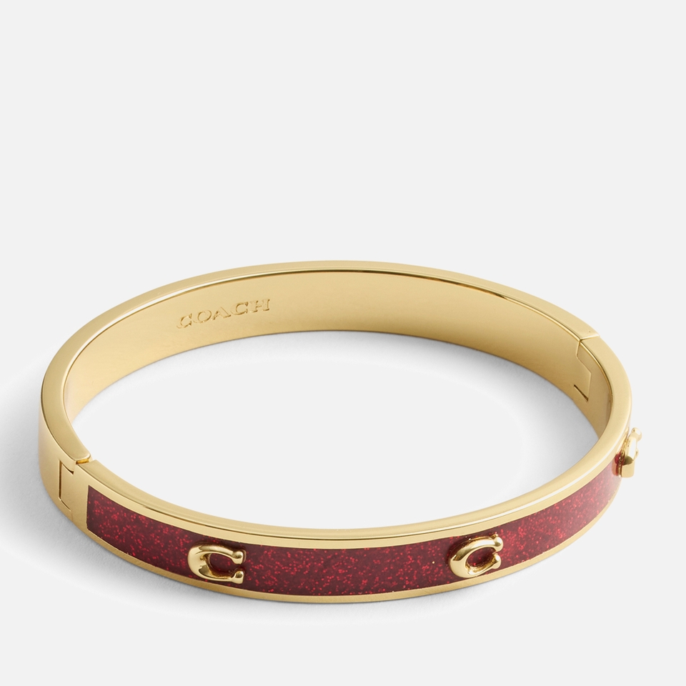 Coach Signature C Glitter Gold-Toned Bangle Bracelet