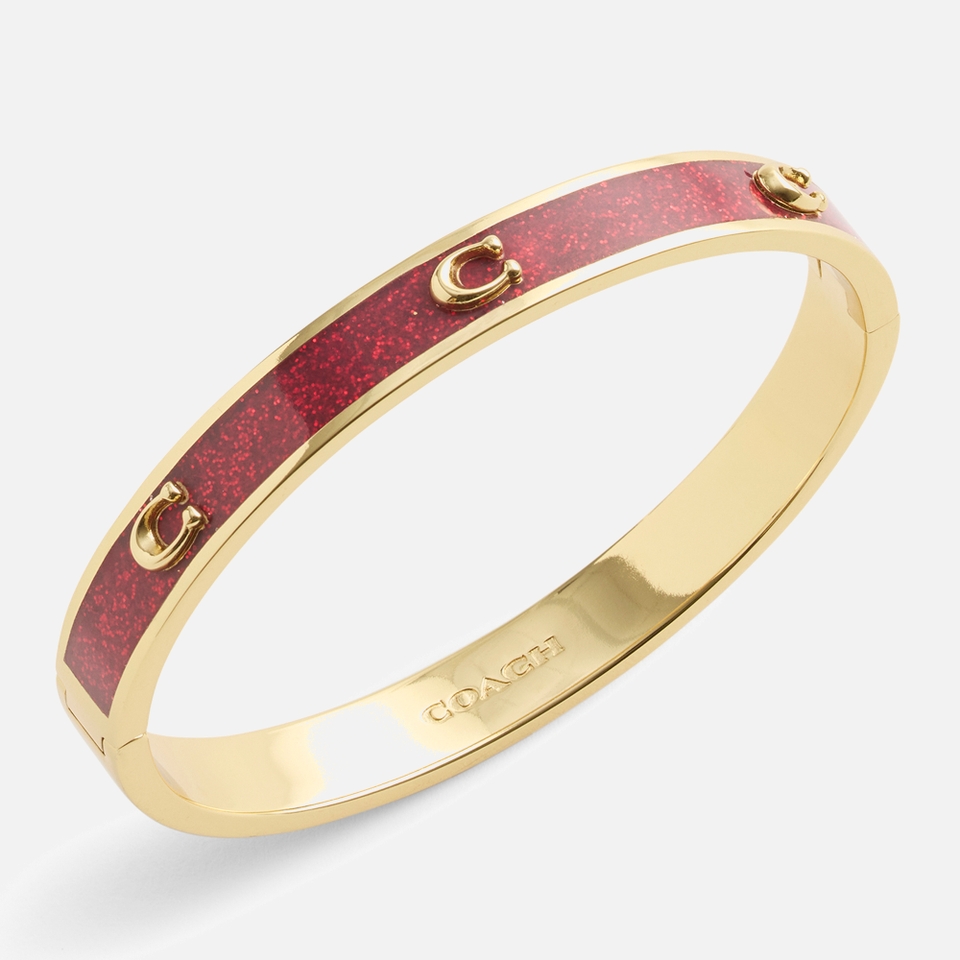 Coach Signature C Glitter Gold-Toned Bangle Bracelet