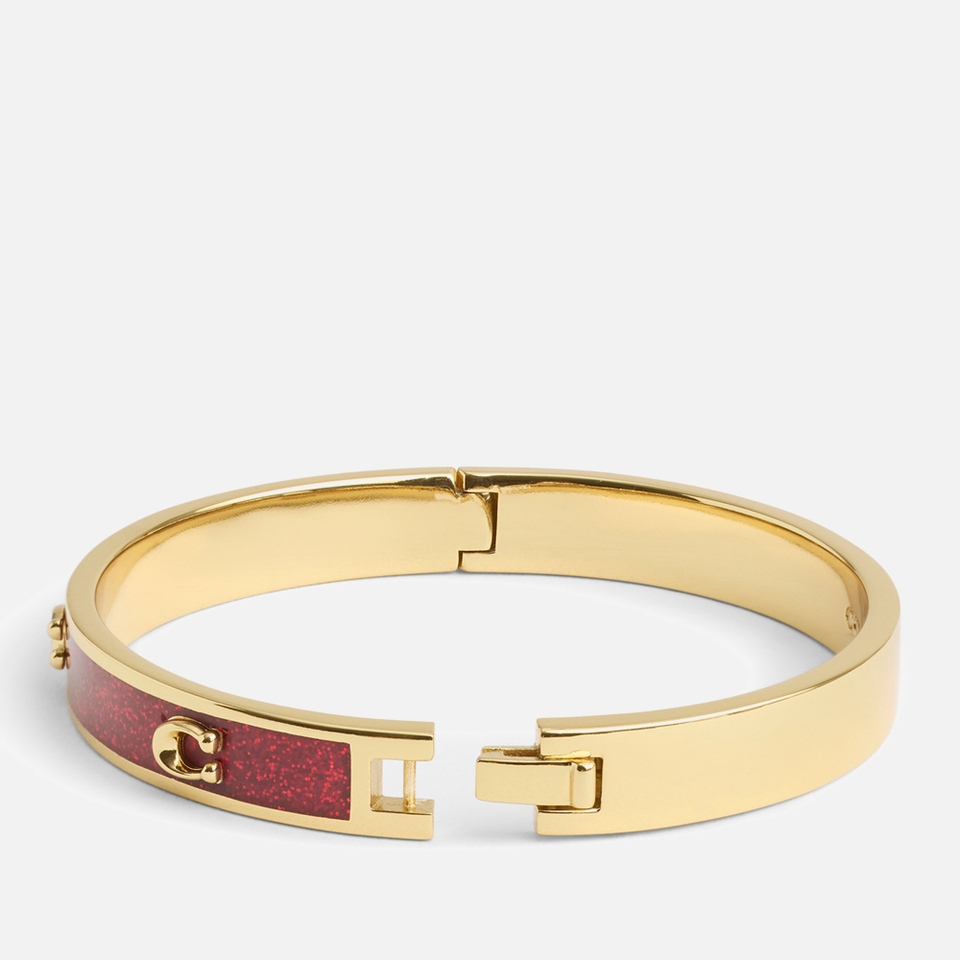 Coach Signature C Glitter Gold-Toned Bangle Bracelet