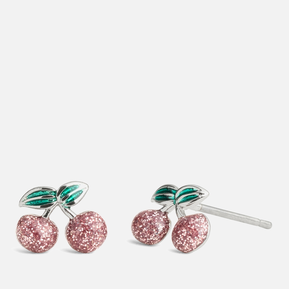 Coach Glitter Cherry Cluster Silver-Toned Stud Earrings
