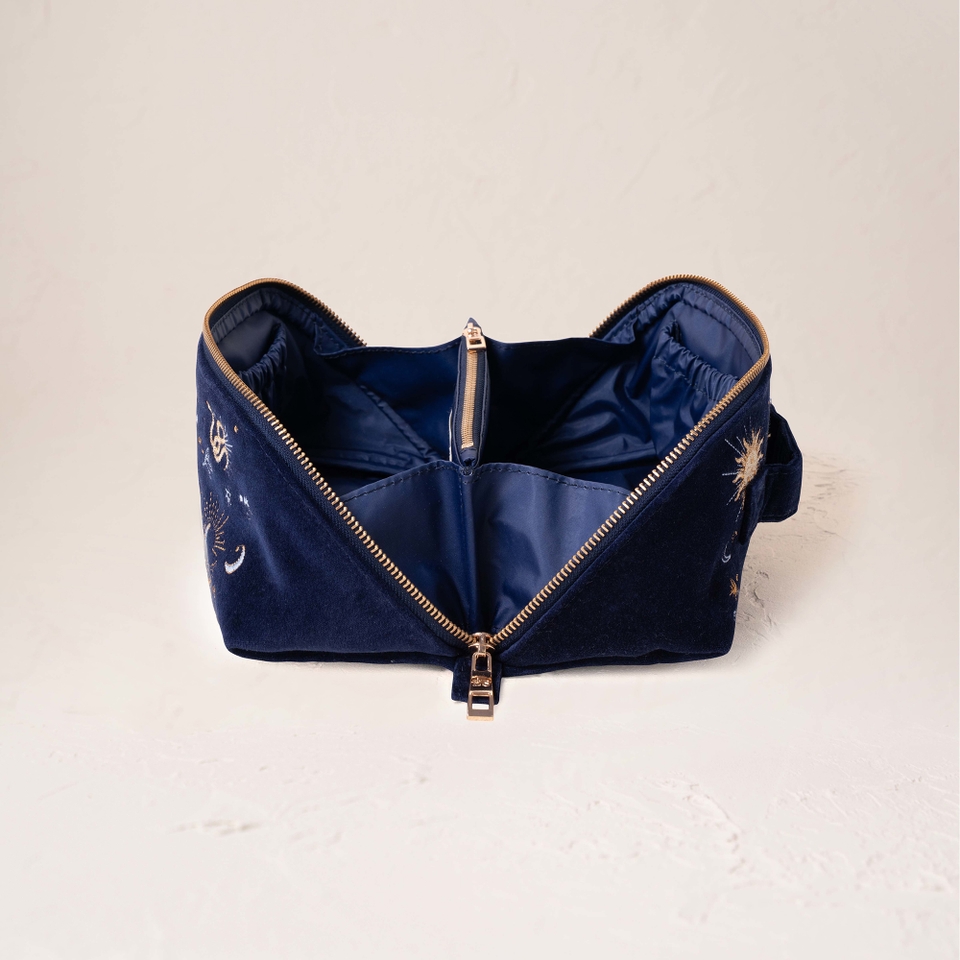 Elizabeth Scarlett Boho Mysticism Navy Velvet Open Flat