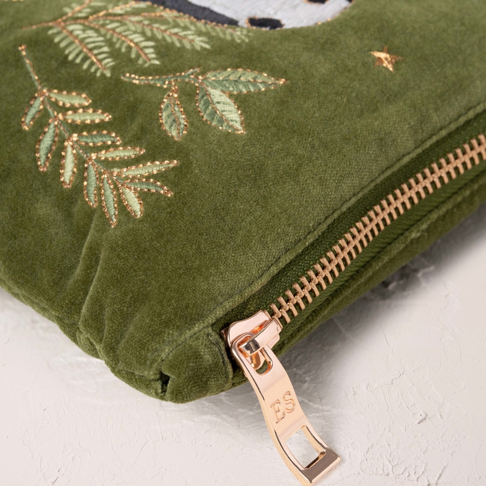 【送料関税込】 Elizabeth Scarlett / Pandas Everyday Pouch Elizabeth Scarlett Pandas Fern Green Velvet Everyday Pouch