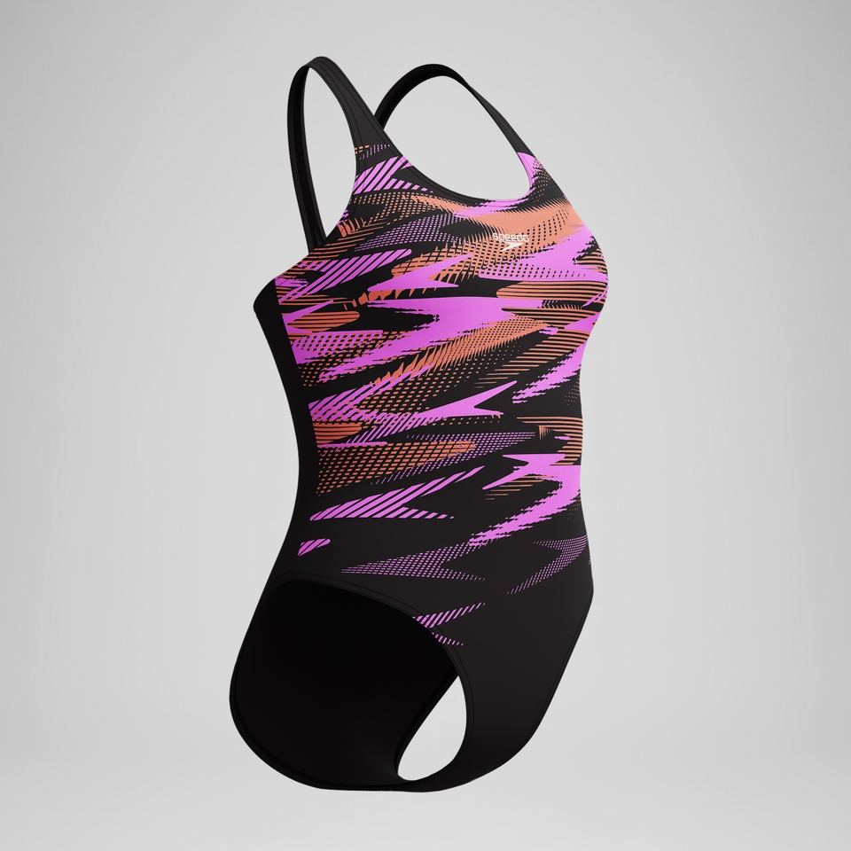 Women's HyberBoom Placement Swimsuit Black/Coral