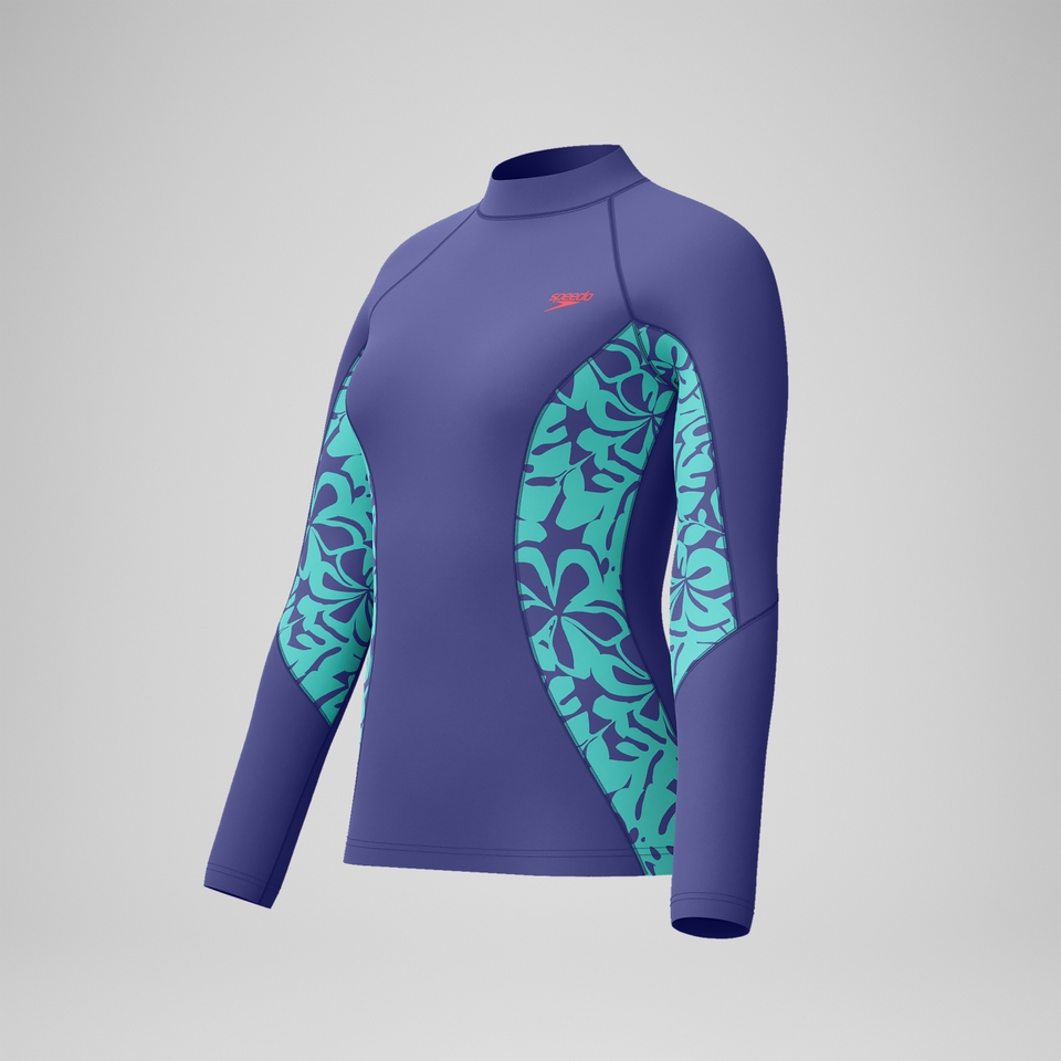 Women's Printed Long Sleeve Rashguard Purple/Blue