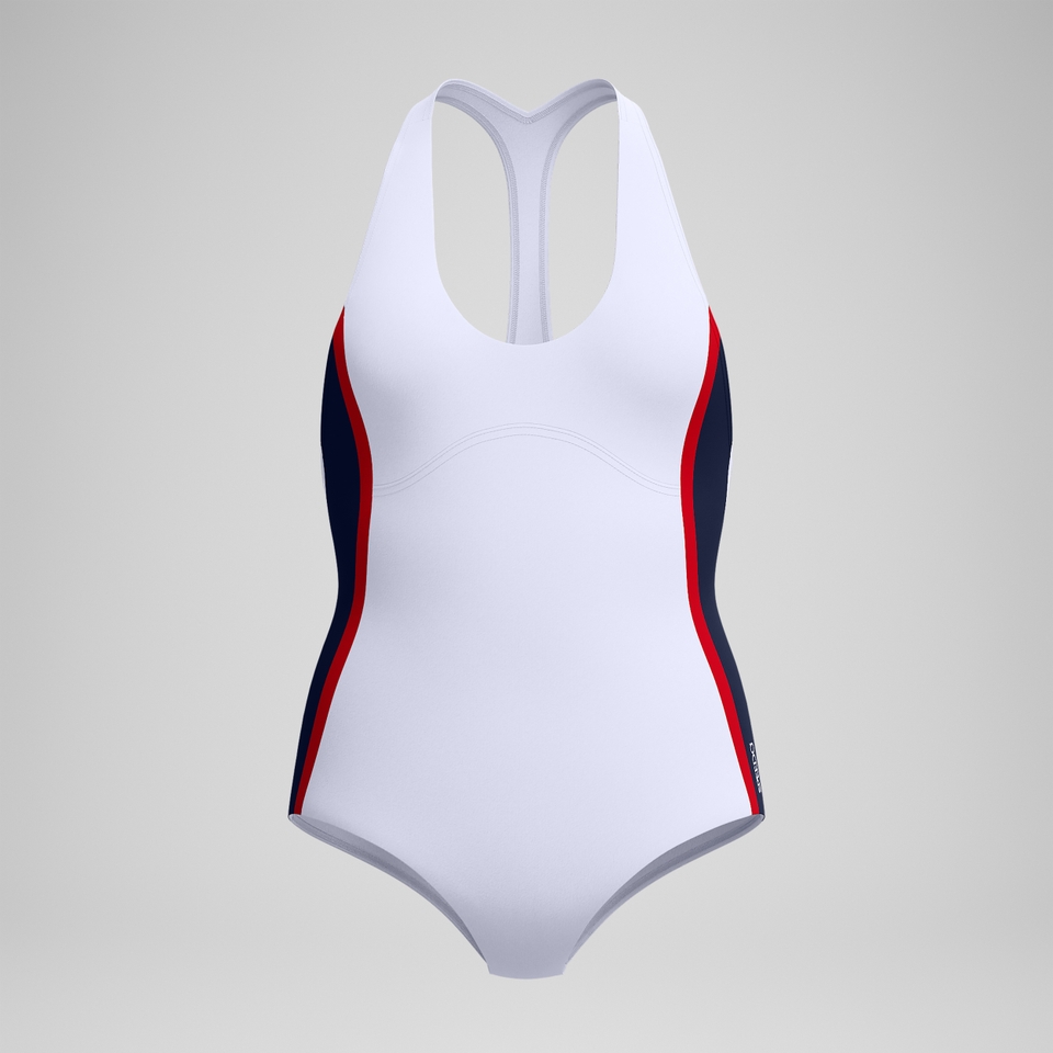 Women's Jetstream Colourblock Boyleg Swimsuit White/Navy
