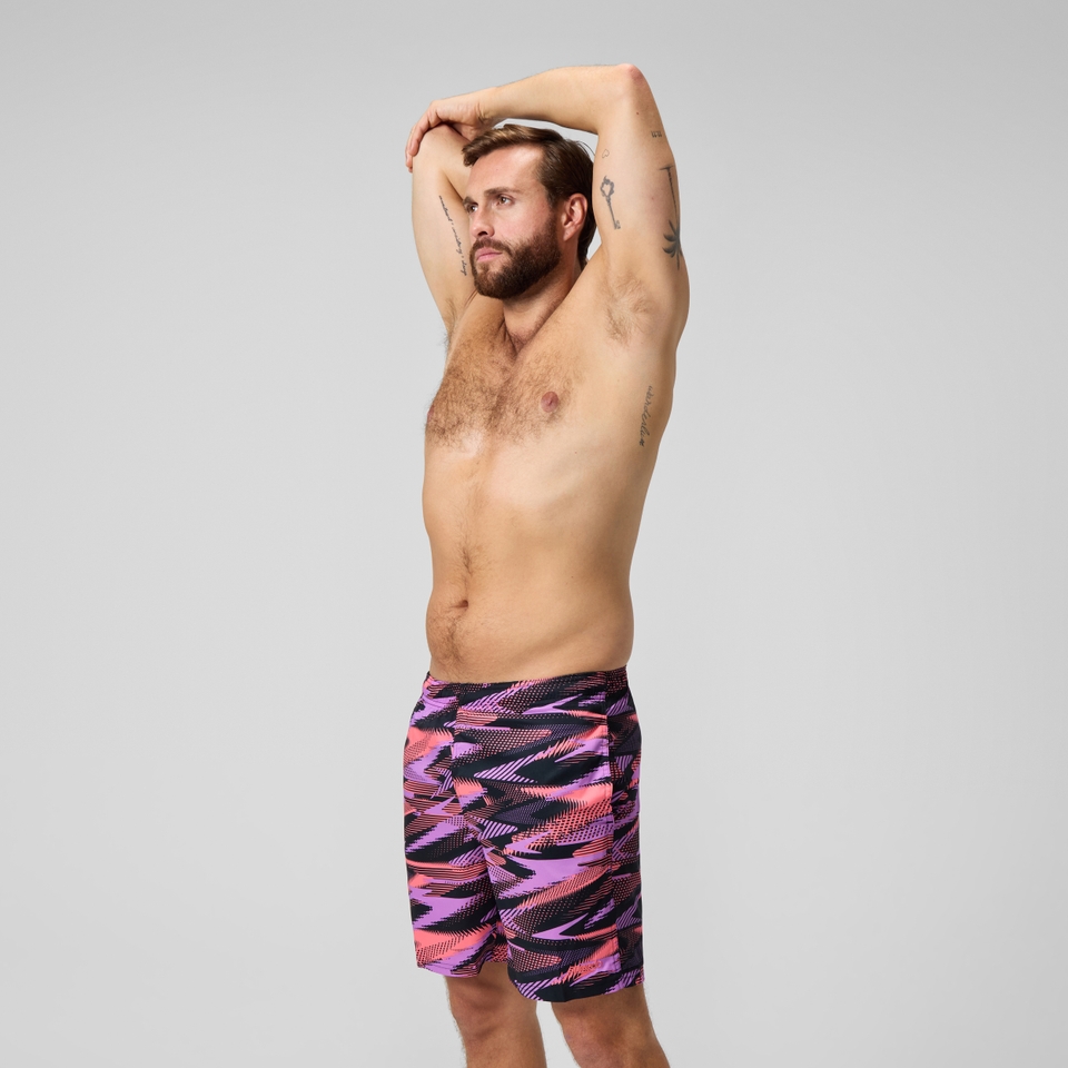 Men's Xpress Lite 18'' Allover Swim Shorts Black/Pink