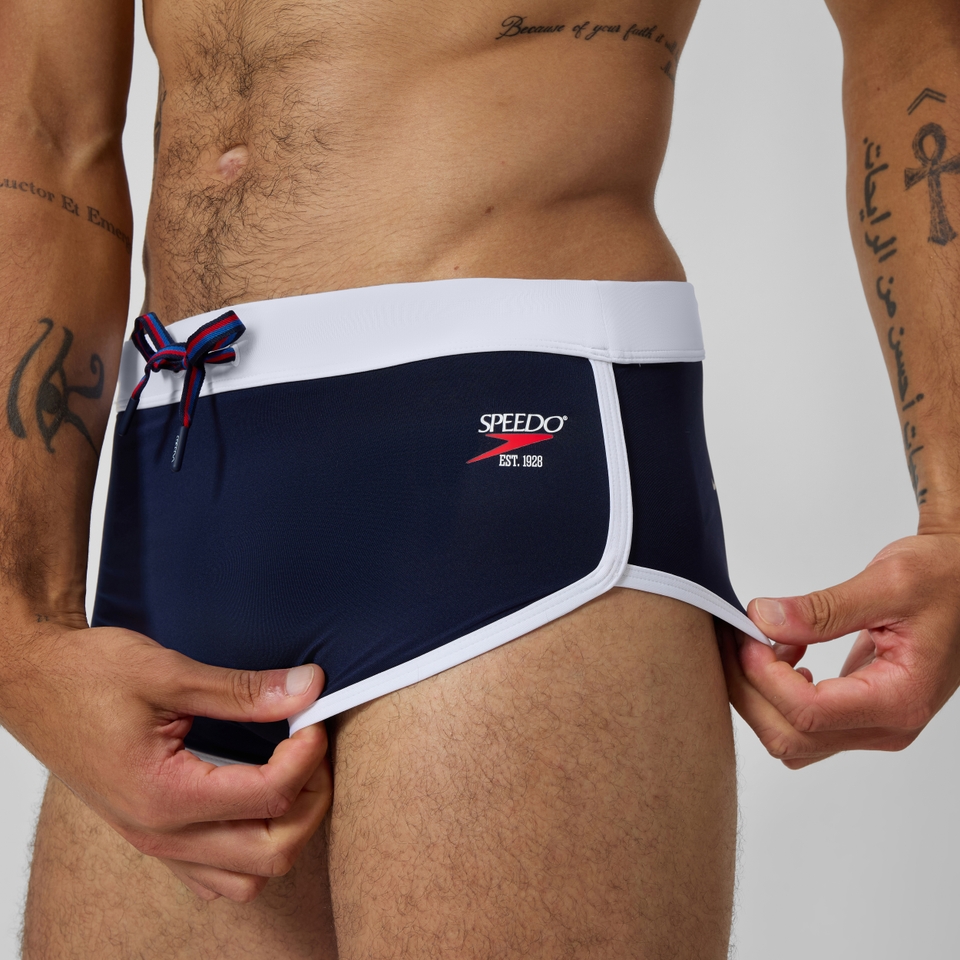 Jetstream Logo-Badehose 9 cm Marineblau/Weiß für Herren