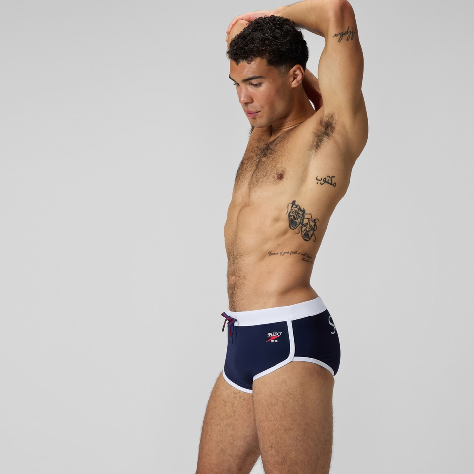 Jetstream Logo-Badehose 9 cm Marineblau/Weiß für Herren