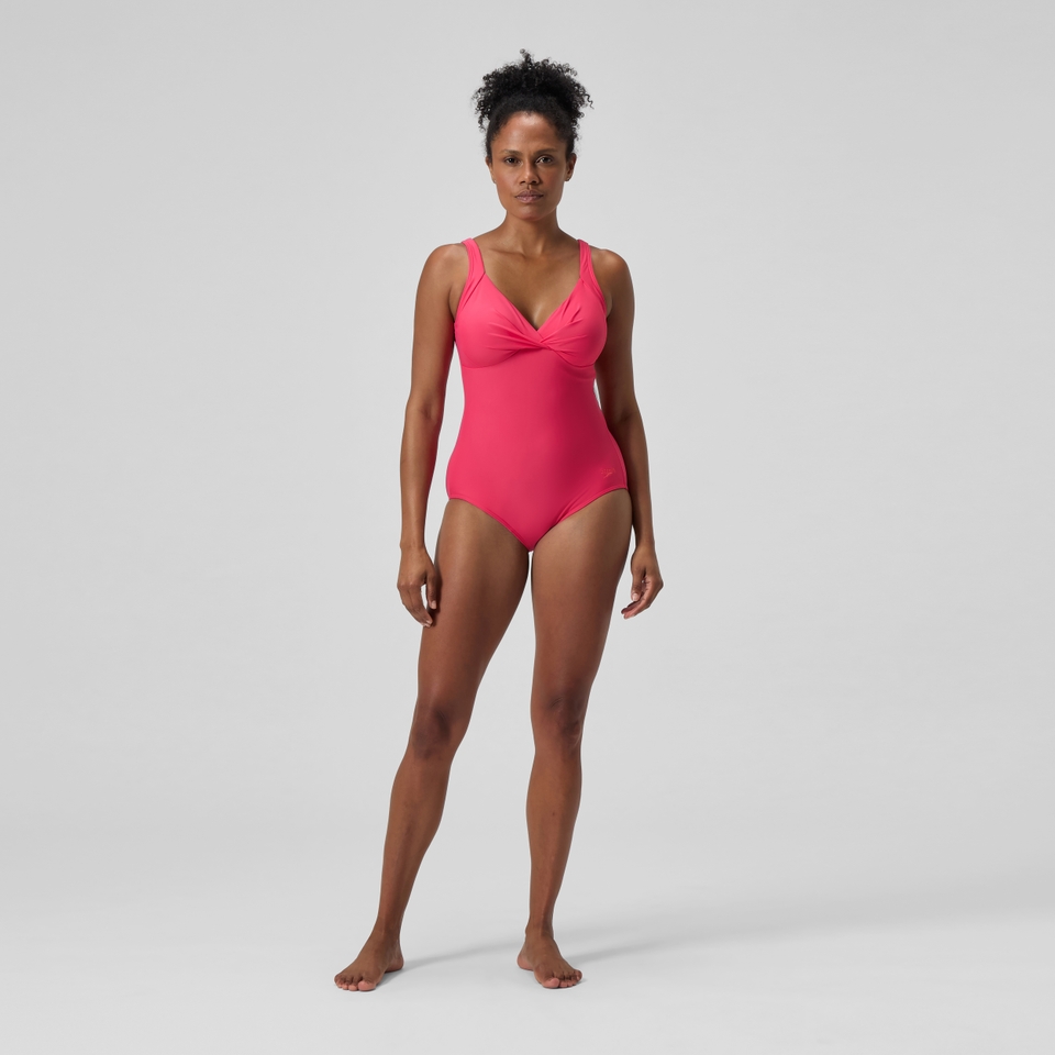 Formender Cross-Knot-Badeanzug Rosa für Damen