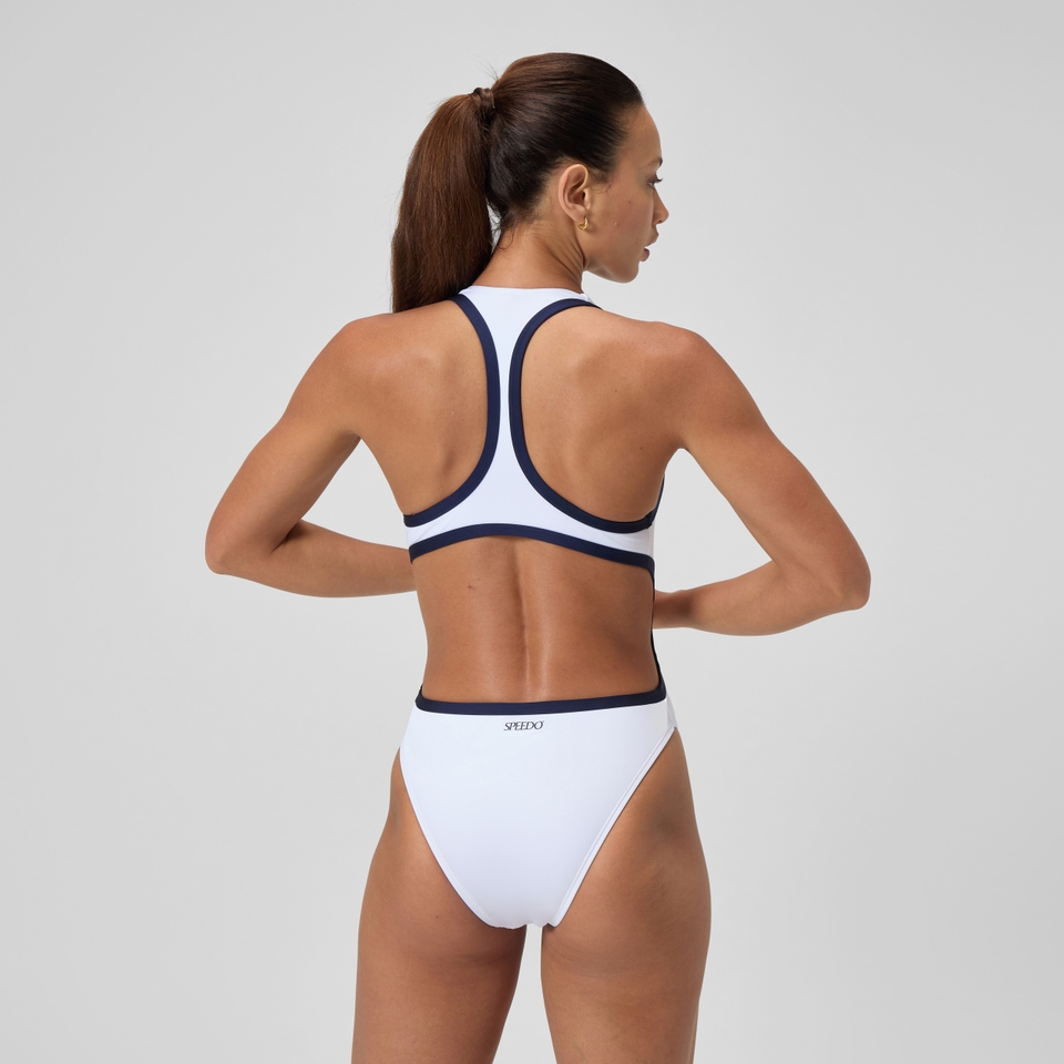 Women's Jetstream Solid Bound Cut Out Swimsuit White/Navy