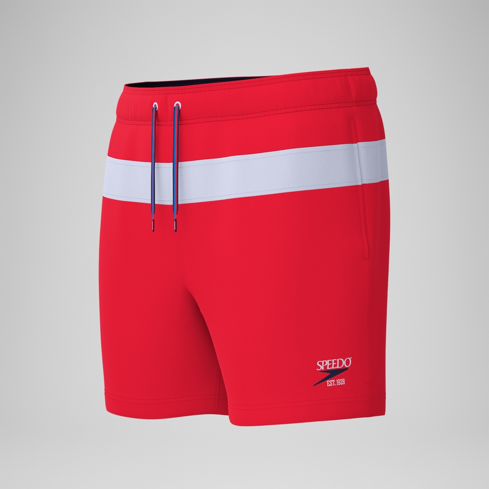 Jetstream Gestreifte Badeshorts 40 cm in Colourblock-Optik Rot/Weiß für Herren