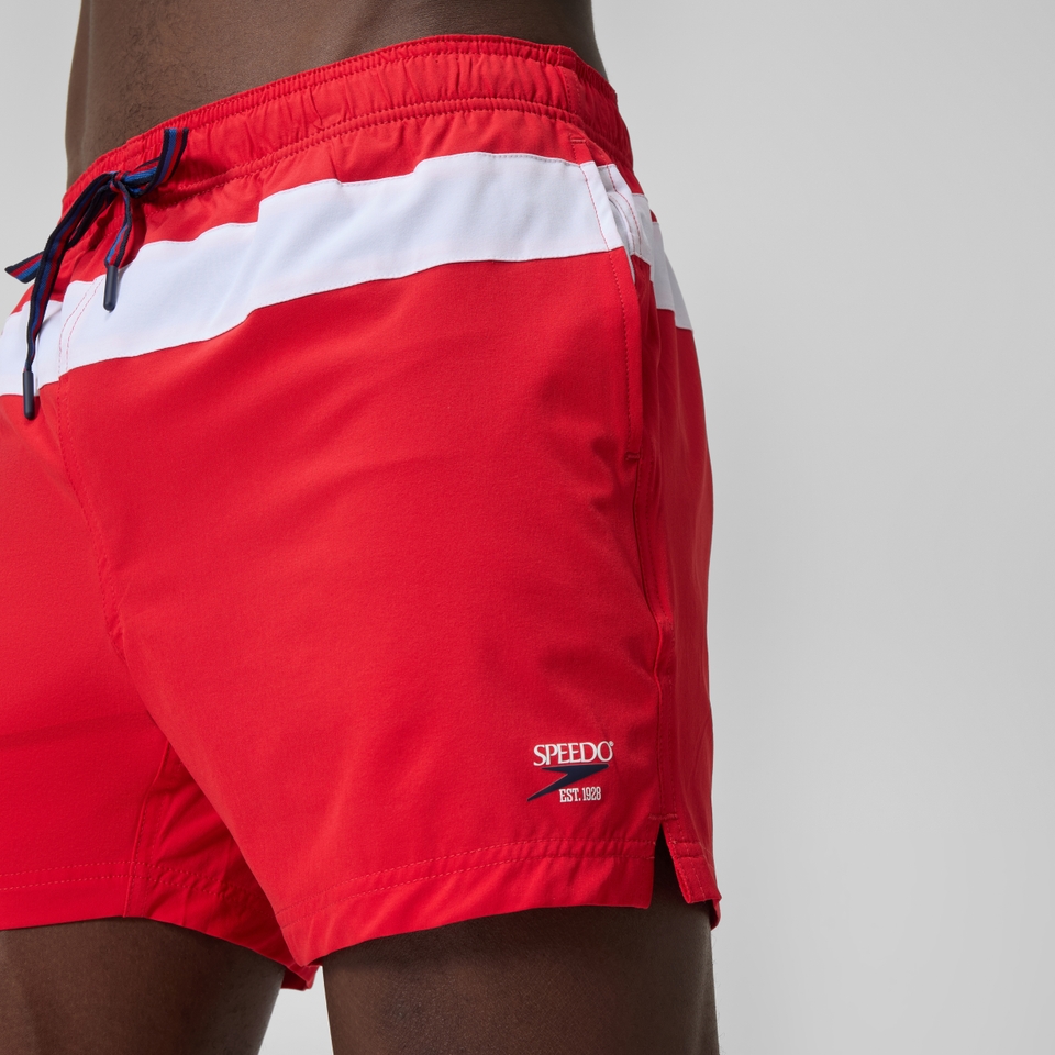 Jetstream Gestreifte Badeshorts 40 cm in Colourblock-Optik Rot/Weiß für Herren