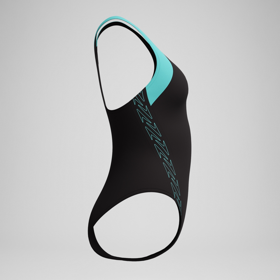Women's HyberBoom Splice Racerback Swimsuit Black/Turquoise