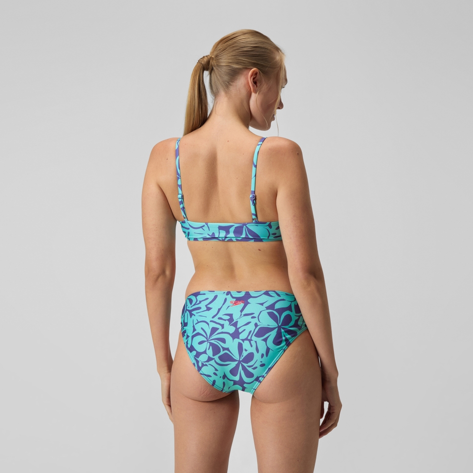 Bedruckter Bikini mit verstellbaren dünnen Trägern Blau/Grün für Damen