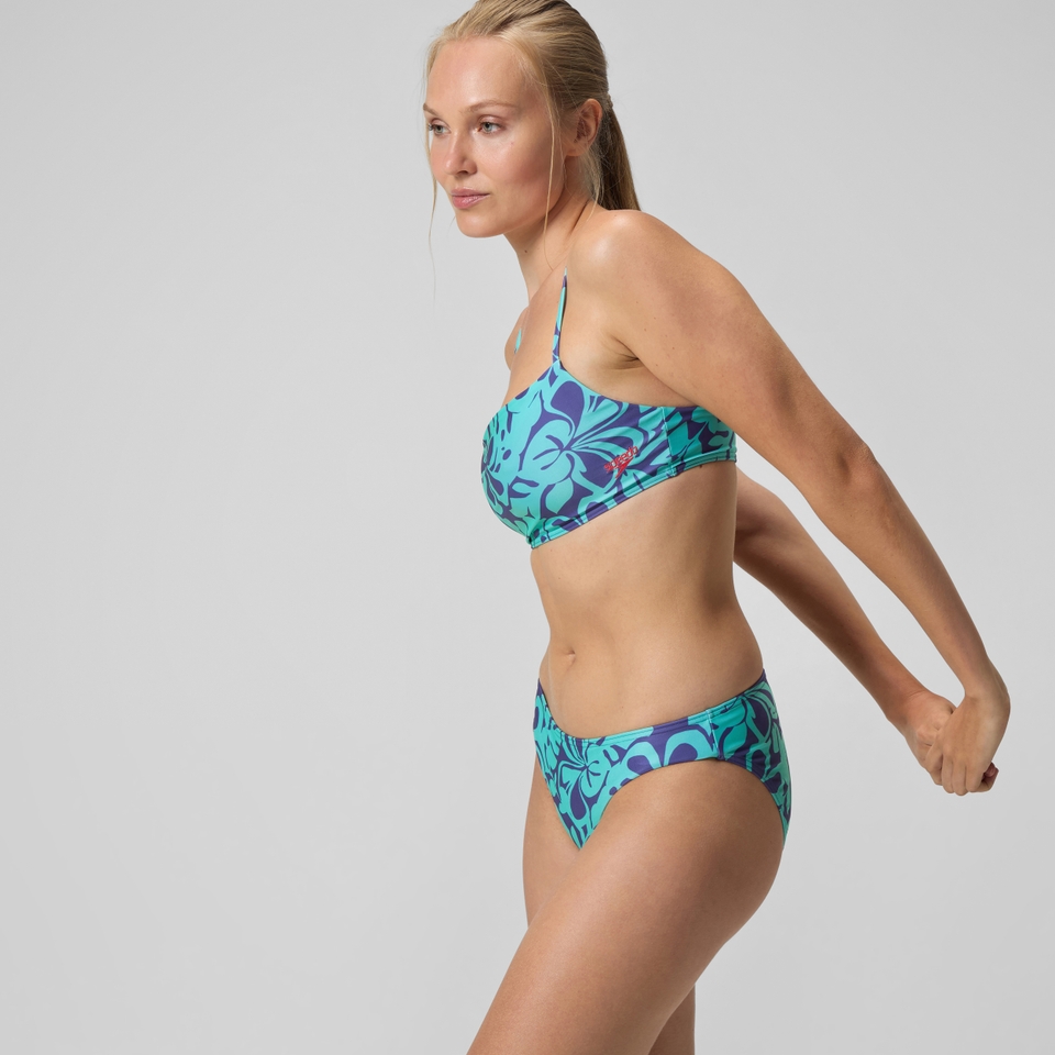 Bedruckter Bikini mit verstellbaren dünnen Trägern Blau/Grün für Damen
