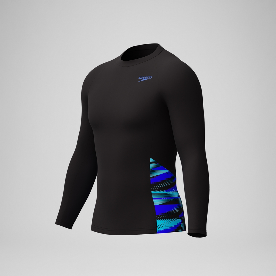 Haut rash Endurance+ Splice, hommes, noir/bleu