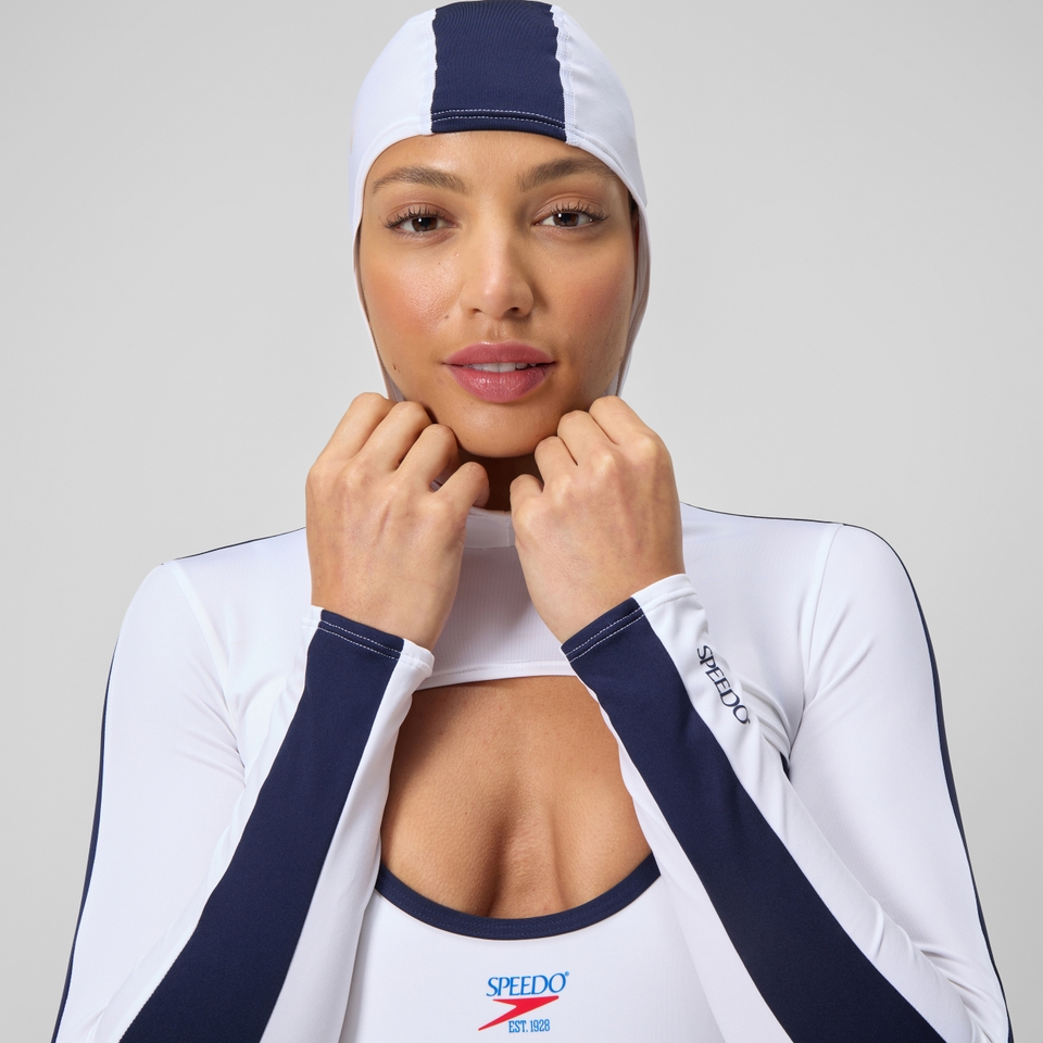 Women's Jetstream Long Sleeve Hooded Shrug Top White/Navy