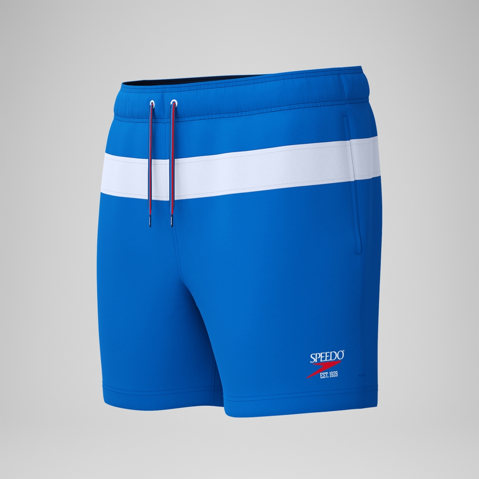 Jetstream Gestreifte Badeshorts 40 cm in Colourblock-Optik Blau/Weiß für Herren