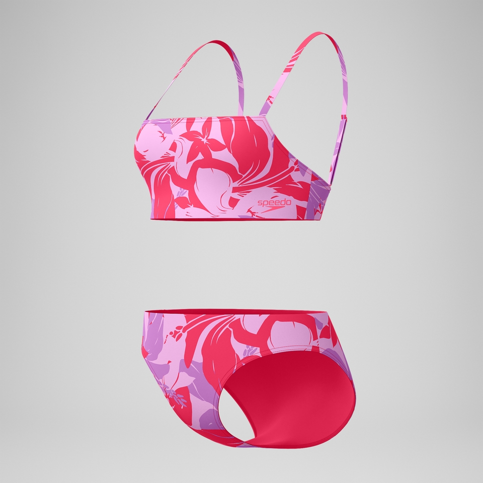 Bedruckter Bikini mit verstellbaren dünnen Trägern Rot für Damen