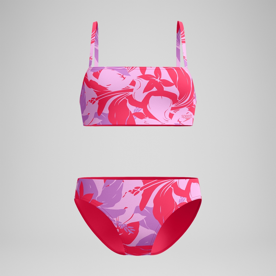 Bedruckter Bikini mit verstellbaren dünnen Trägern Rot für Damen