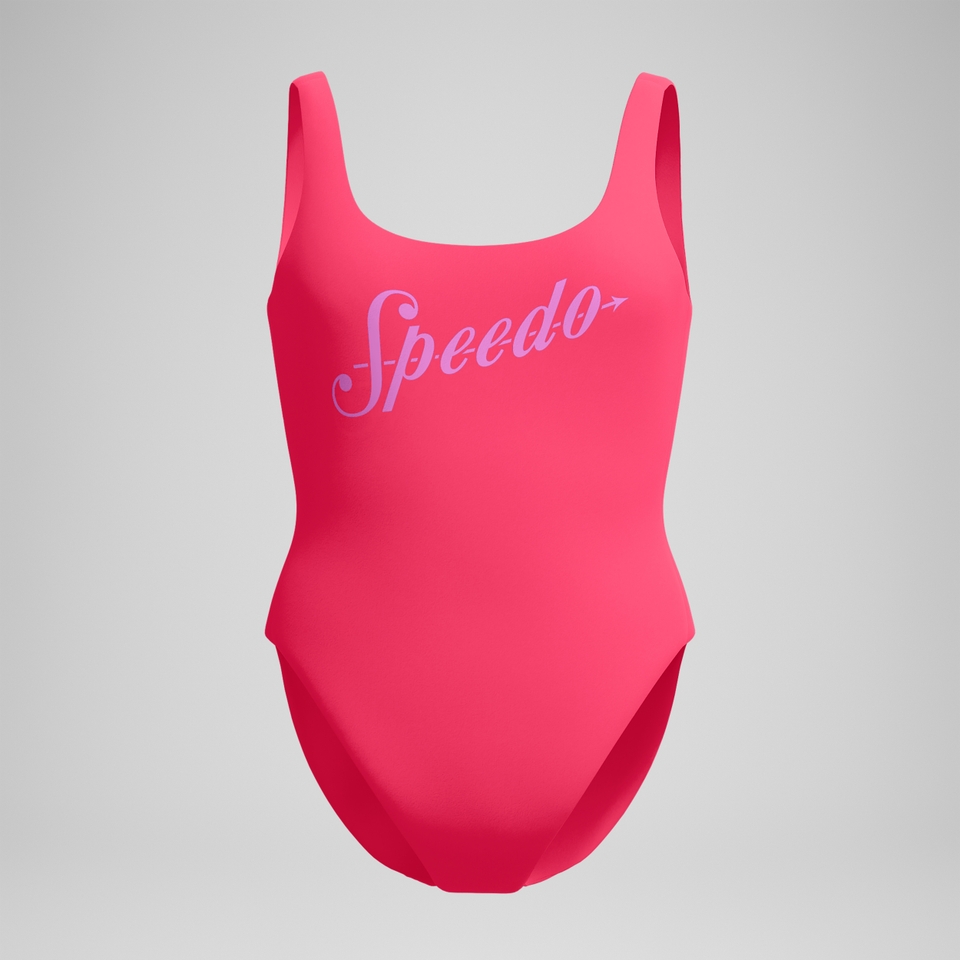 Women's Logo Deep U-Back Swimsuit Pink