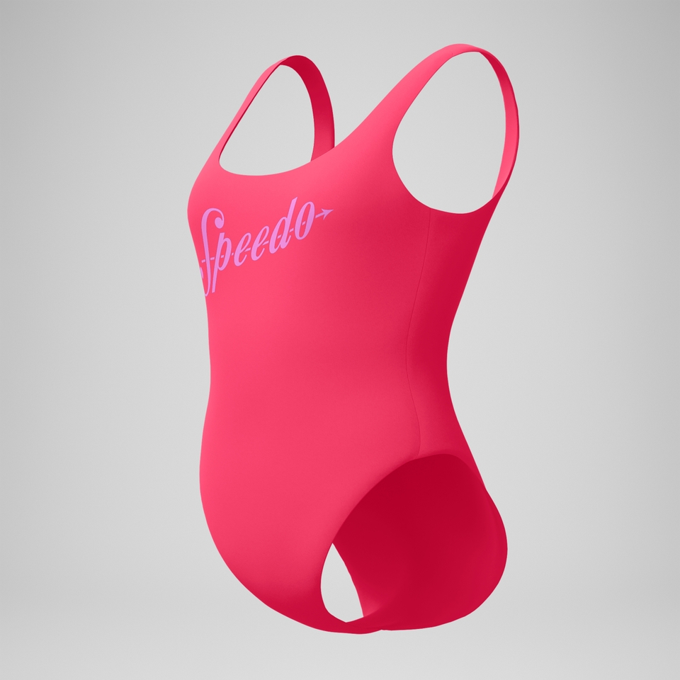 Maillot de bain Femme Logo Deep dos en U Rose