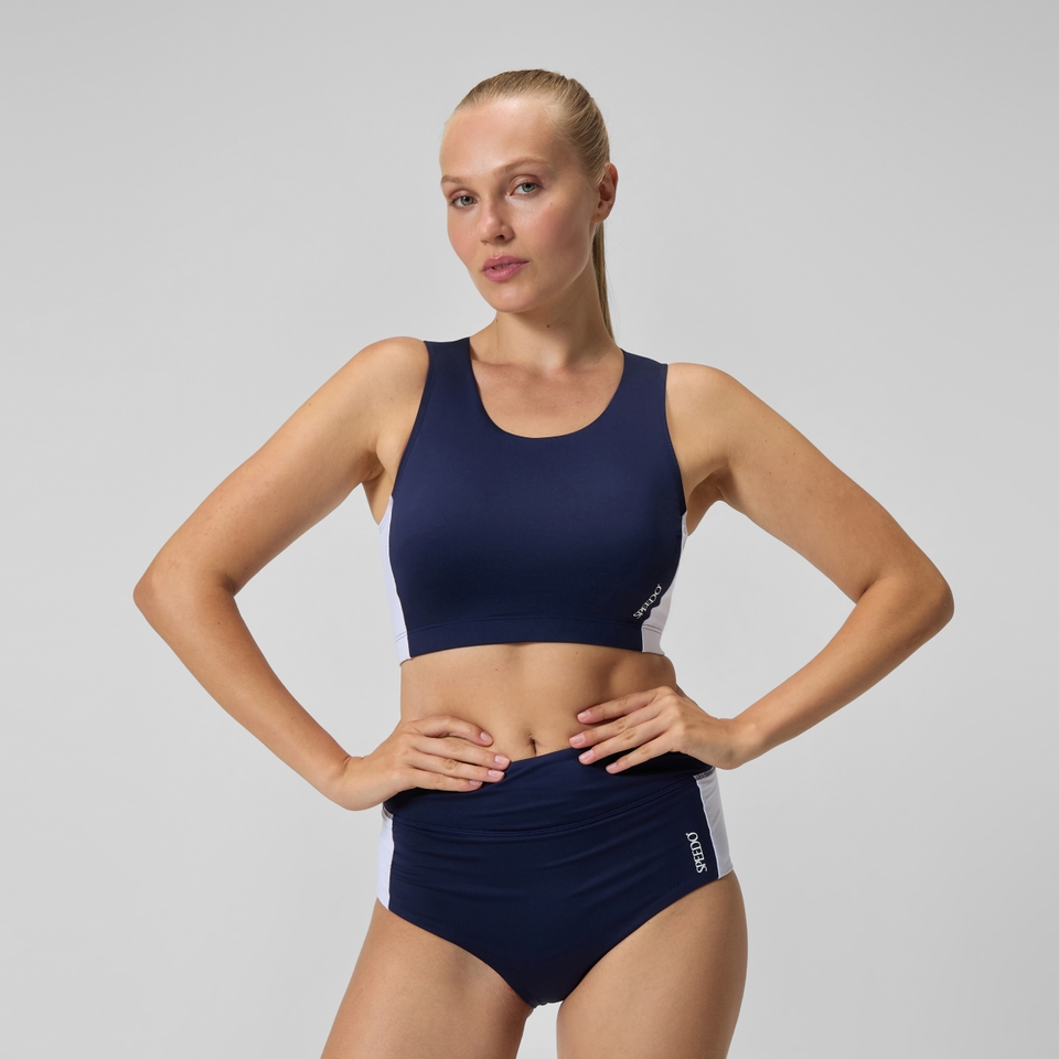 Women's Jetstream Colorblock Crop Top Navy/White