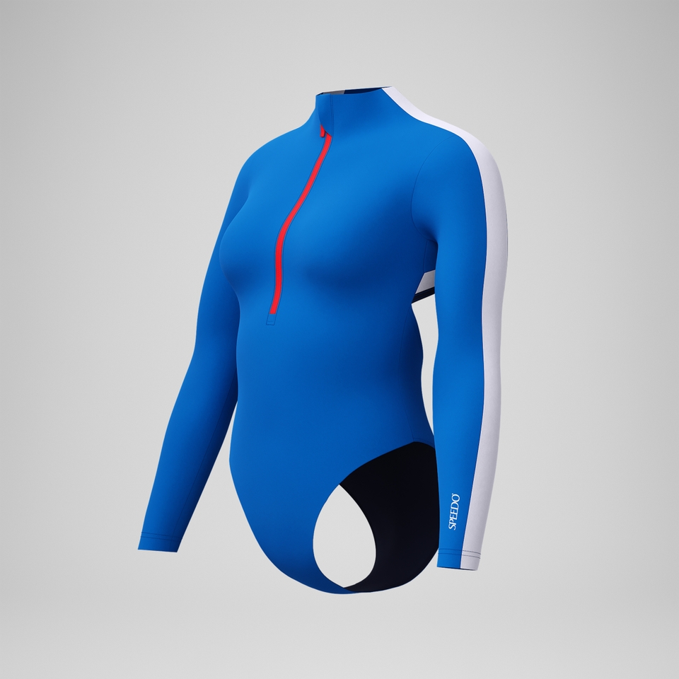 Women's Jetstream Long Sleeve Colorblock Zip One Piece Blue