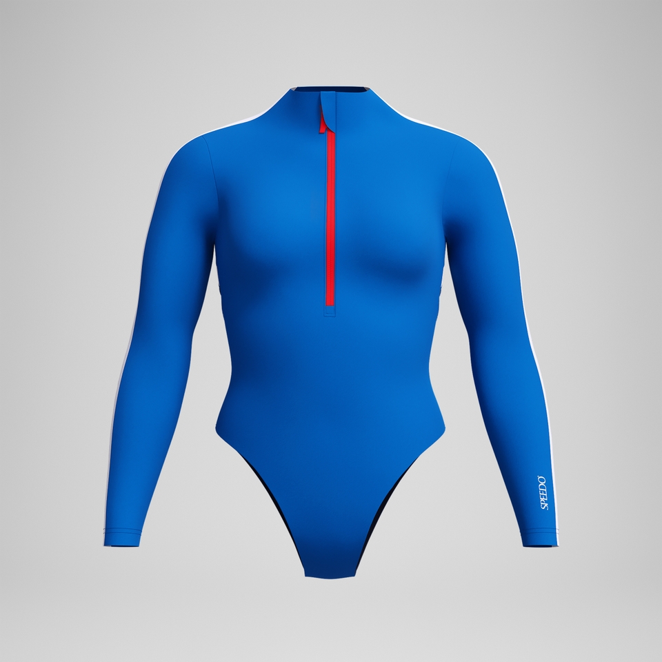 Women's Jetstream Long Sleeve Colorblock Zip One Piece Blue