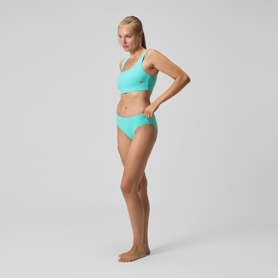 Strukturierter Bikini mit tiefem U-Rückenausschnitt Türkis für Damen