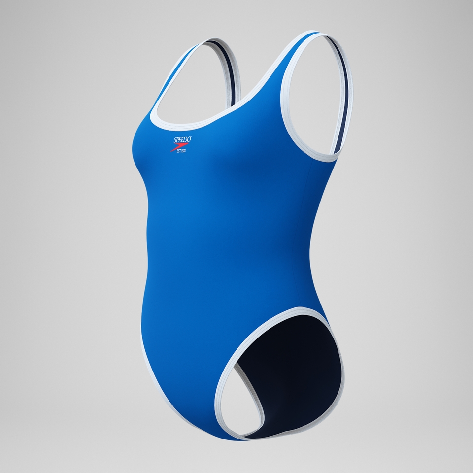 Women's Jetstream Solid Bound Scoop One Piece Blue/White