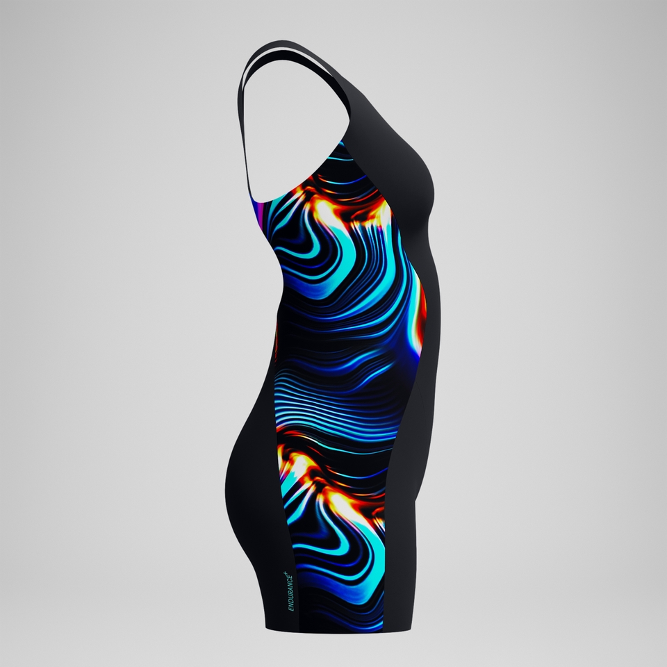 Women's Digital Printed Legsuit Black/Blue